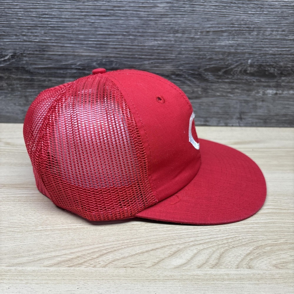 Vintage Cincinnati Reds Hat Cap Snap Back Mens Red MLB Baseball Trucker 90s - Picture 6 of 10